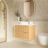 Otti Australia Byron Fluted 750mm Woodland Oak Wall Hung Single Vanity with Countertop