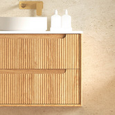 Otti Australia Byron Fluted 900mm Woodland Oak Wall Hung Single Vanity with Countertop
