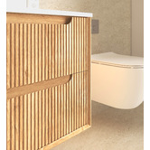 Otti Australia Byron Fluted 900mm Woodland Oak Wall Hung Single Vanity with Countertop