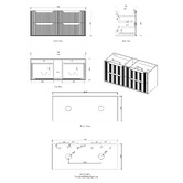 Otti Australia Byron Fluted 1200mm Woodland Oak Wall Hung Double Vanity with Countertop