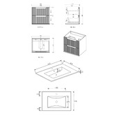 Otti Australia Byron Fluted 600mm Woodland Oak Wall Hung Single Vanity with Ceramic Countertop