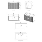 Otti Australia Byron Fluted 900mm Woodland Oak Wall Hung Single Vanity with Countertop