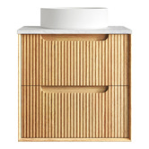 Otti Australia Byron Fluted 600mm Woodland Oak Wall Hung Single Vanity with Countertop