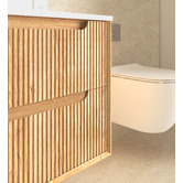 Otti Australia Byron Fluted 600mm Woodland Oak Wall Hung Single Vanity with Countertop