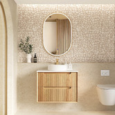 Otti Australia Byron Fluted 750mm Woodland Oak Wall Hung Single Vanity with Countertop