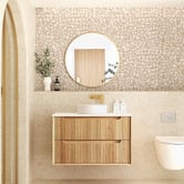 Otti Australia Byron Fluted 900mm Woodland Oak Wall Hung Single Vanity with Countertop