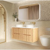 Otti Australia Byron Fluted 1200mm Woodland Oak Wall Hung Double Vanity with Countertop