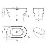 Otti Australia Manolo Gloss White Oval Acrylic Freestanding Bath with Overflow