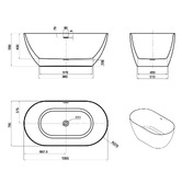 Otti Australia Manolo Gloss White Oval Acrylic Freestanding Bath with Overflow