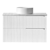 Otti Australia Noosa 900mm Satin White Wall Hung Single Vanity with Marble Countertop