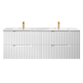 Otti Australia Noosa 1500mm Satin White Wall Hung Double Vanity with Ceramic Countertop