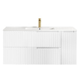 Otti Australia Noosa 1200mm Satin White Wall Hung Single Vanity with Ceramic Countertop