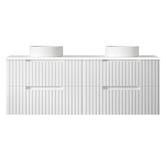 Otti Australia Noosa 1500mm Satin White Wall Hung Double Vanity with Solid Surface Countertop
