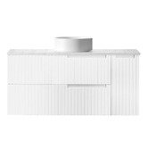 Otti Australia Noosa 1200mm Satin White Wall Hung Single Vanity with Marble Countertop
