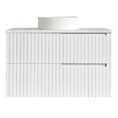 Otti Australia Noosa 900mm Satin White Wall Hung Single Vanity with Solid Surface Countertop