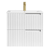 Otti Australia Noosa 600mm Satin White Wall Hung Single Vanity with Ceramic Countertop