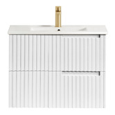 Otti Australia Noosa 750mm Satin White Wall Hung Single Vanity with Ceramic Countertop