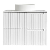Otti Australia Noosa 750mm Satin White Wall Hung Single Vanity with Solid Surface Countertop