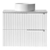 Otti Australia Noosa 750mm Satin White Wall Hung Single Vanity with Marble Countertop