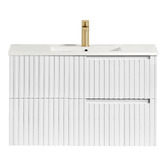 Otti Australia Noosa 900mm Satin White Wall Hung Single Vanity with Ceramic Countertop