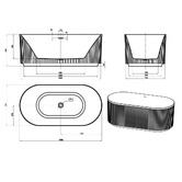 Otti Australia Havana Oval Acrylic Freestanding Bath with Overflow