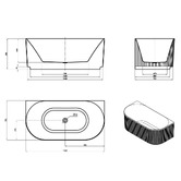 Otti Australia Havana Oval Acrylic Back to Wall Bath with Overflow