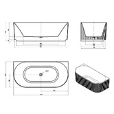 Otti Australia Havana Oval Acrylic Back to Wall Bath with Overflow