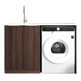 Otti Australia Havana 1300mm Sable Walnut Laundry Tub and Cabinet with Solid Surface Countertop