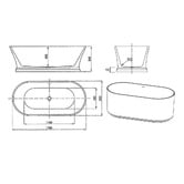 Otti Australia Hampton Gloss White Oval Acrylic Freestanding Bath with Overflow