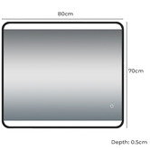 Aquaperla Black Curved Rectangular Aluminium LED Mirror