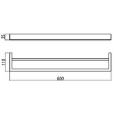 Norico Cavallo 600mm Double Bar Stainless Steel Towel Rail