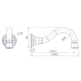 Tiago Tapware Clementine 200mm Brass Basin Wall Spout