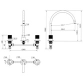 Tiago Tapware Avalon Knurled Hob Kitchen Tap Set
