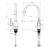 Tiago Tapware Constance Brass Gooseneck Kitchen Mixer