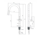 Tiago Tapware Amari Slim Brass Pull-Out Kitchen Mixer