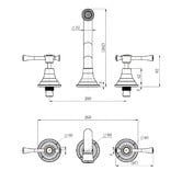 Tiago Tapware Constance 200mm Wall Bath/Basin Lever Tap Set
