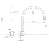 Tiago Tapware Aries 210mm Brass Gooseneck Bath Wall Spout