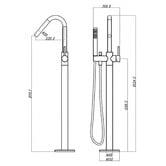 Tiago Tapware Avalon Floor Mounted Bath mixer with Hand-Held Shower