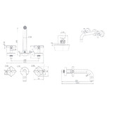 Tiago Tapware Aries 200mm Cross Handle 1/4 Turn Bath Wall Tap Set