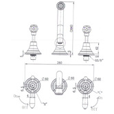 Tiago Tapware Clementine Bath/Basin Wall Tap Set