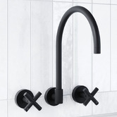 Tiago Tapware Aries Laundry 1/4 Turn Cross Handle Wall Sink Tap Set