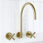 Tiago Tapware Aries Laundry 1/4 Turn Cross Handle Wall Sink Tap Set