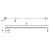 Tiago Tapware Rumi 900mm Brass Single Towel Rail