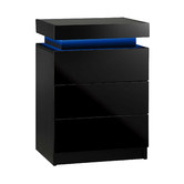 Living Fusion Murray 3 Drawer Bedside Table with LED Light