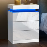 Living Fusion Murray 3 Drawer Bedside Table with LED Light