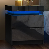 Living Fusion Murray 2 Drawer Bedside Table with LED Light