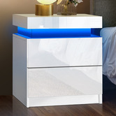 Living Fusion Murray 2 Drawer Bedside Table with LED Light