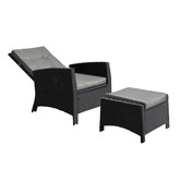 Living Fusion 2 Piece Malvar Sun Lounge Chair &amp; Ottoman Set