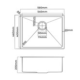 Living Fusion Bowen 580mm 304SS Single Kitchen Sink