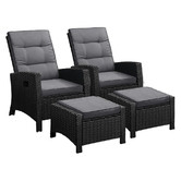 Living Fusion 2 Seater Nixon PE Rattan Outdoor Lounge &amp; Ottoman Set